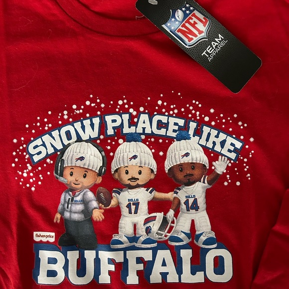 Buffalo Bills Fisher Price Little People Snow Place Like Home Youth T Shirt L. - Picture 2 of 3
